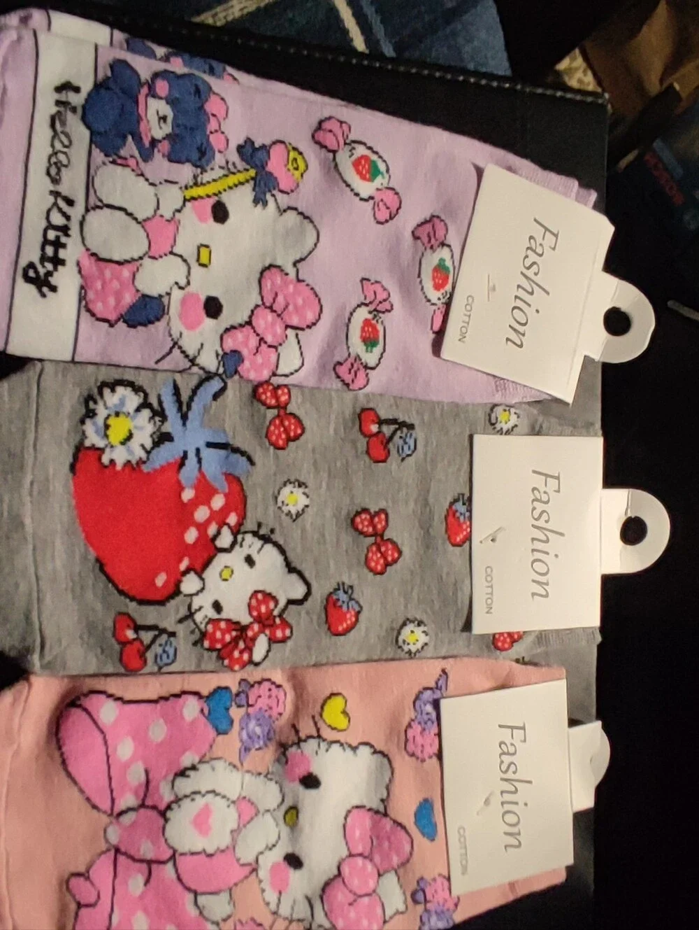 Hello Kitty Trio Socks - Pink, Gray, Lavender